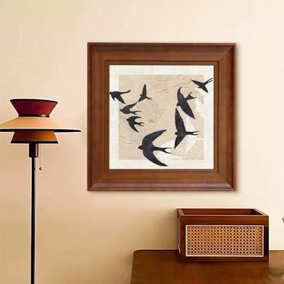 画玩美飞燕法式中古风餐厅挂画美拉德装饰画客厅艺术燕子复古壁画