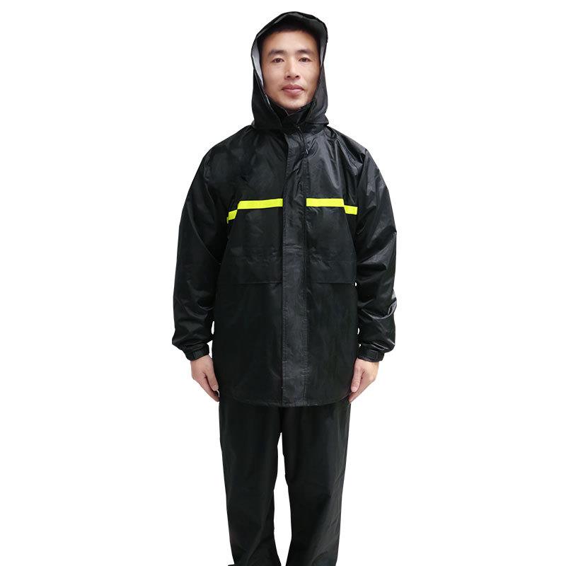 汉盾 HD-RAC013 带反光条双层防静电分体雨衣(春亚纺材质) 黑色