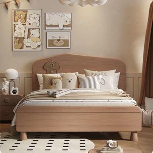 纯实木儿童床男孩日式简约米一米二床卡通女孩公主床单人床