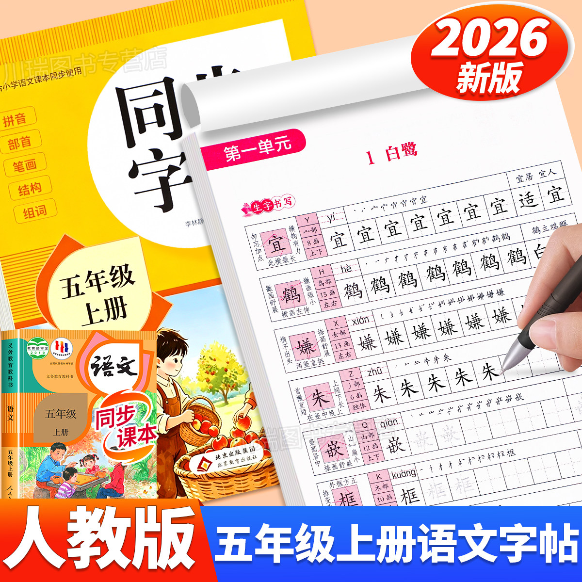 2026新版五年级上册同步字帖人教版教材课本同步语文练字帖小学生专用字帖每日一练5上册笔画笔顺控笔训练硬笔书法临摹描红练习本