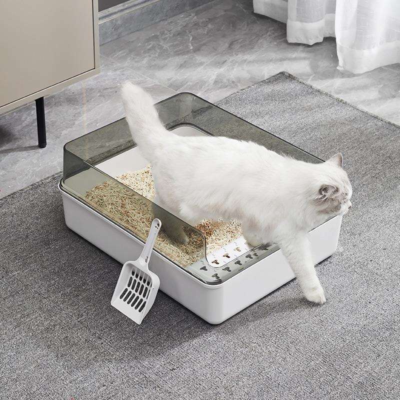 透明猫砂盆半封闭式防外溅猫厕所大号防带砂猫屎盆宠物猫咪用品
