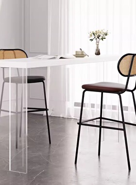 XZB543吧椅简约吧凳岛台吧台椅家用设计师酒吧凳网红复古藤编靠背