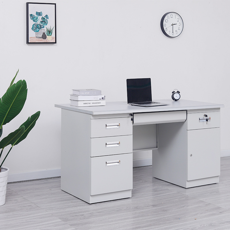 诊断桌子办公桌加厚钢制单人办公室电脑桌带抽屉书桌桌子办公家具