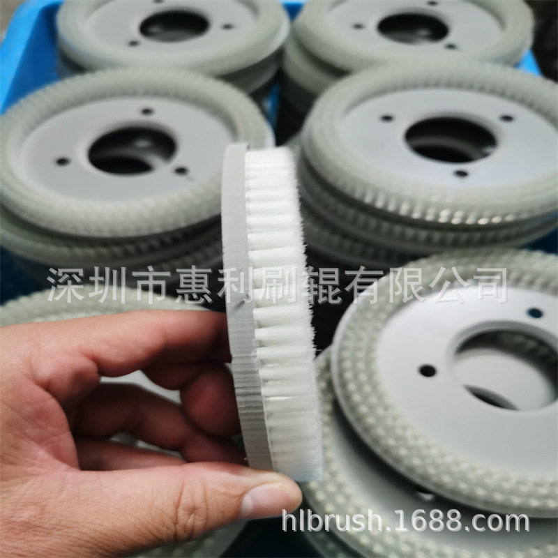 深圳毛刷厂销售612尼龙丝圆盘刷液晶面板表面颗粒清洗处理毛刷盘