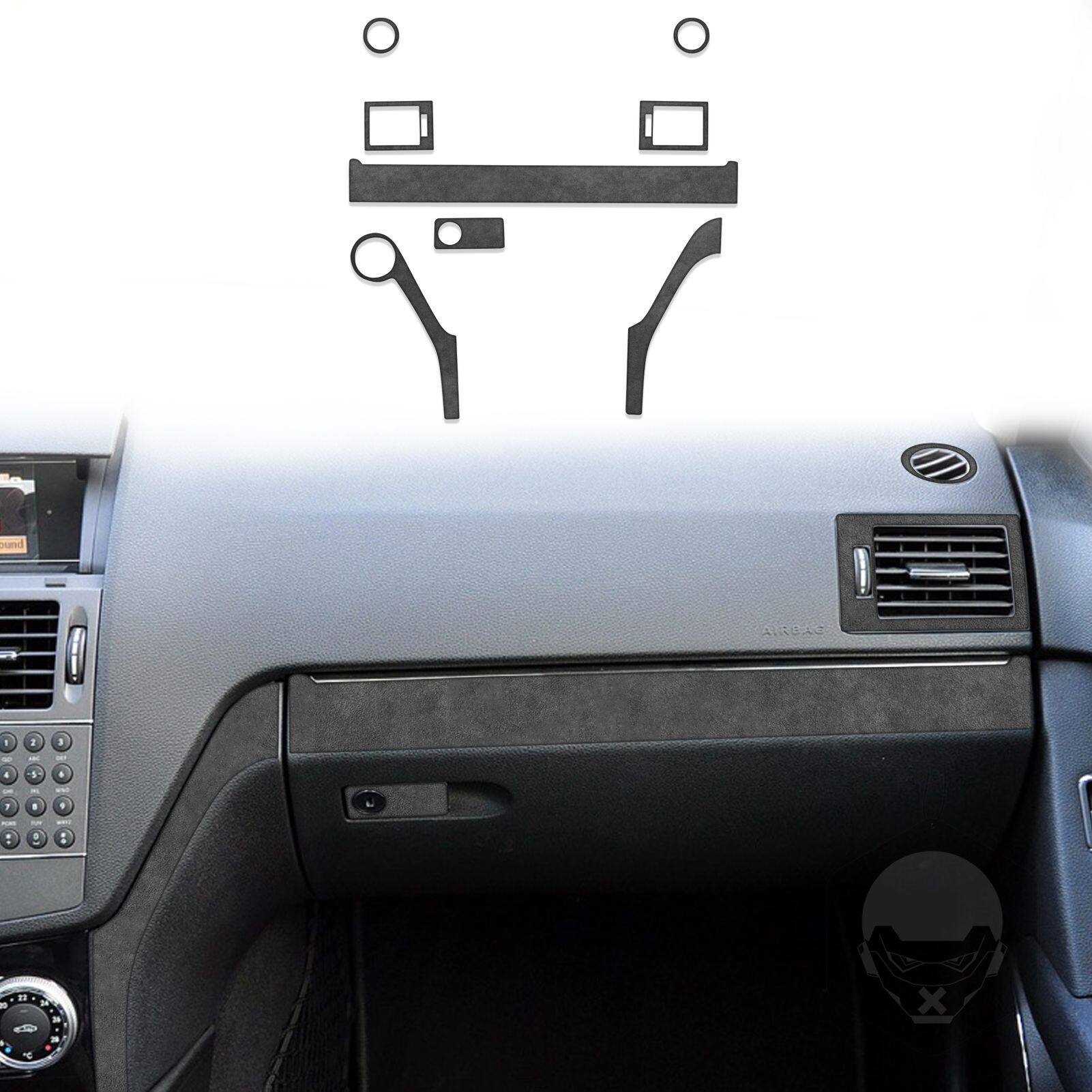 适用于奔驰W204老C级07-13款副驾驶仪表出风口黑灰翻毛皮汽车内饰