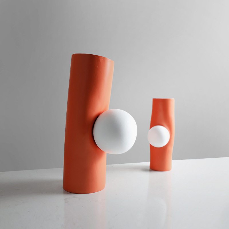 简欧现代风创意树脂镶球花瓶样板间设计师款创意家居装饰花器摆