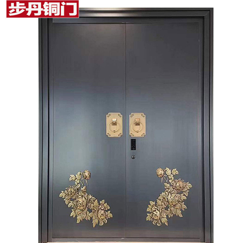 步丹新款双开中式铜门别墅大门入户门不锈钢门庭院门浙江生产厂家