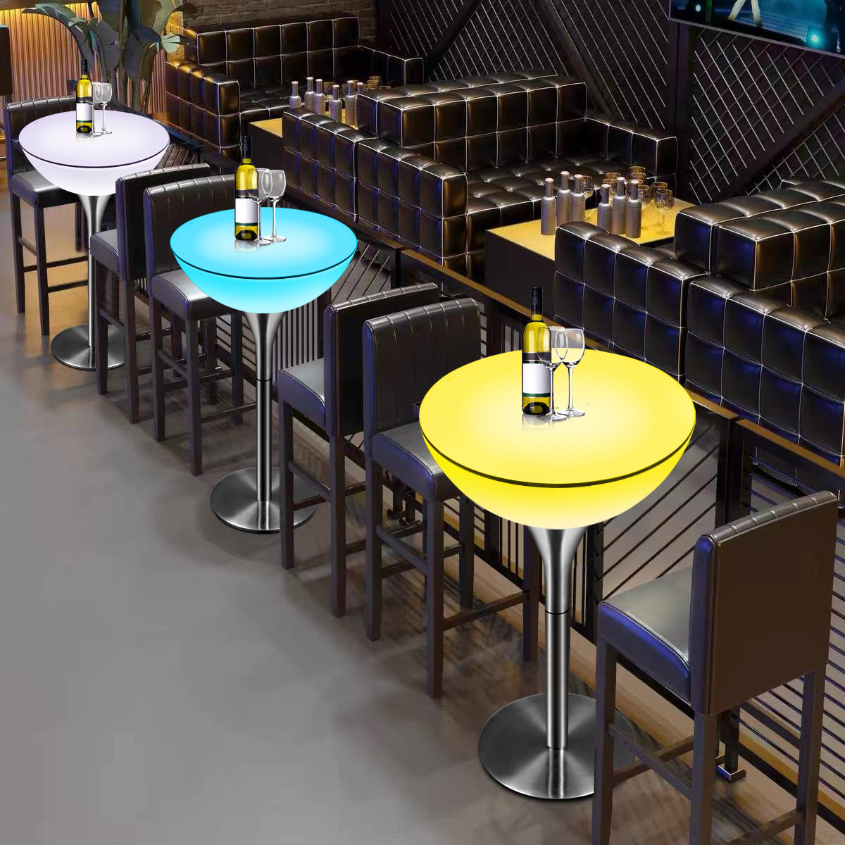 酒吧散台咖啡店休息区发光高脚桌清吧酒吧桌椅吧台桌户外 长方形