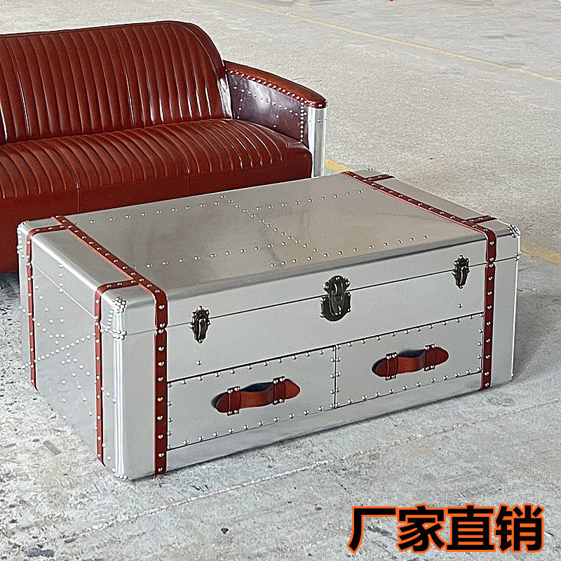 工业风铝皮铆钉酒店咖啡厅箱柜茶几loft复古做旧个性茶台