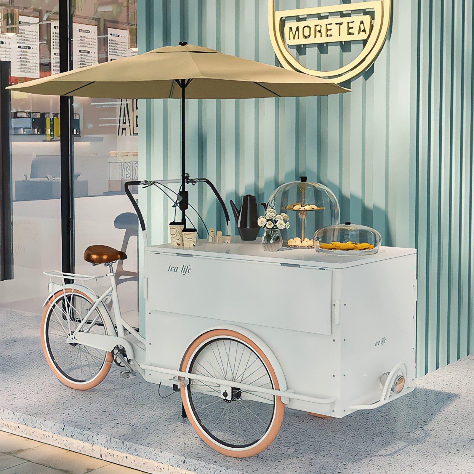 商场活动展示餐车摆摊小推车可骑行售货车景区花车移动咖啡车