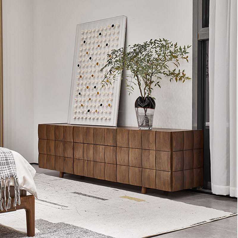 北美黑胡桃木全实木电视柜客厅矮柜意式极简樱桃木原木储物视听柜