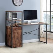 单人办公桌带层架储物柜储存空间多易安装 节省空间家庭台式 电脑桌