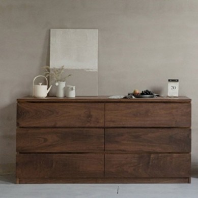 黑胡桃木六斗柜北欧日式橡木床尾储物九斗柜简约现代卧室收纳柜