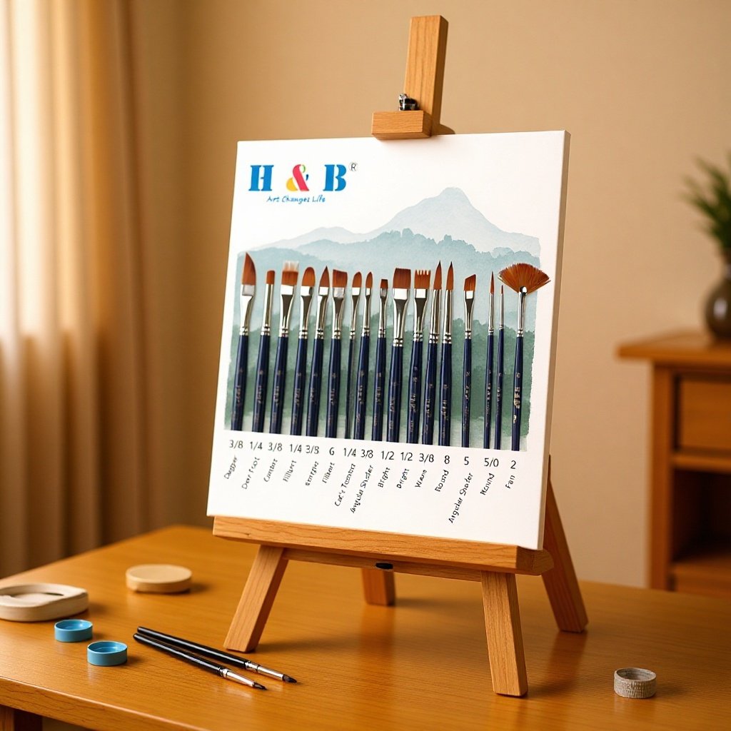 H&B 12支木质尼龙毛刷画笔 调色盘 丙烯油画水彩套装