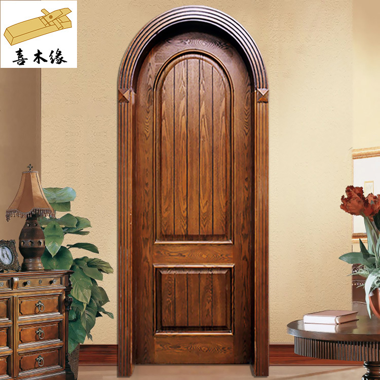 南京厂家直销拱形门圆弧门美式木门烤漆古典弧形实木入户门