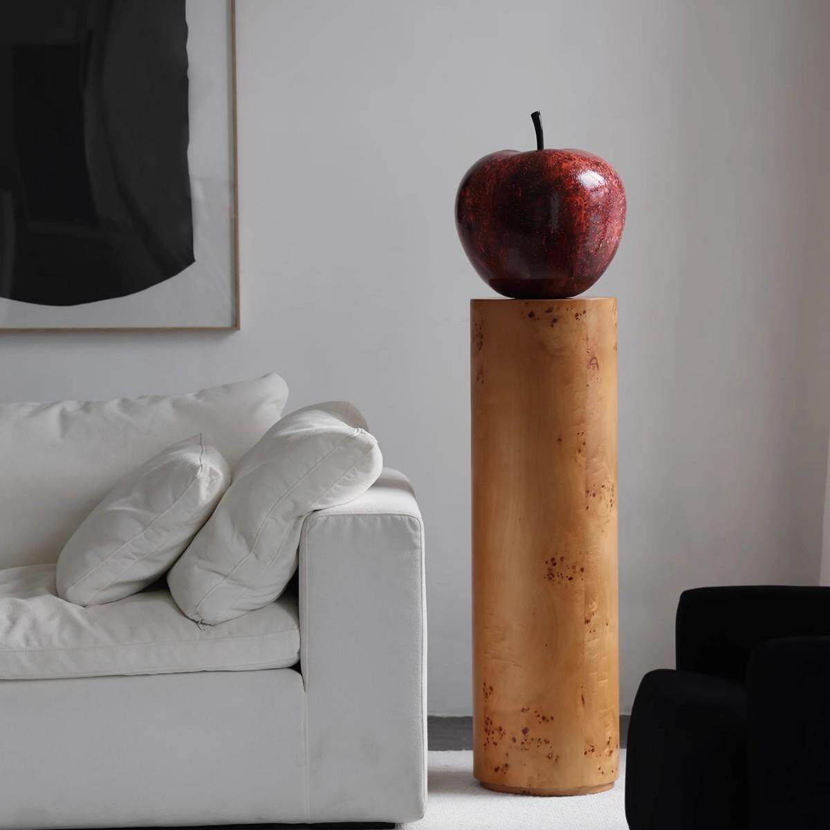 中古风客厅装饰品树瘤皮圆底座方底座艺术品装置落地展示台