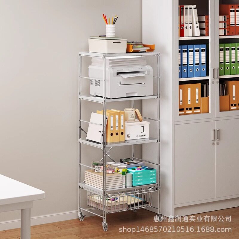 打印机置物架落地多层钢制收纳架可移动办公室电脑主机机箱托架