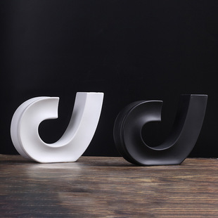现代北欧几何勾形勾子音符陶瓷花插摆件电视柜酒柜茶几床头柜饰品