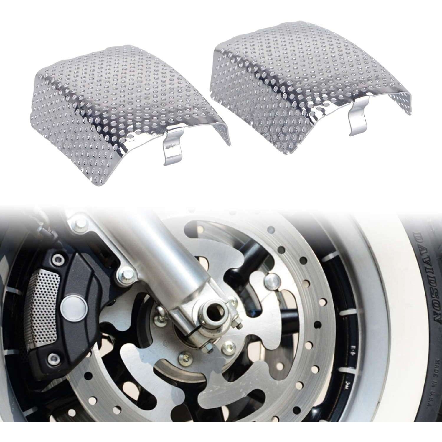 YDLMT 1 Pair Chrome Front Brake Caliper Screen Inserts Set C