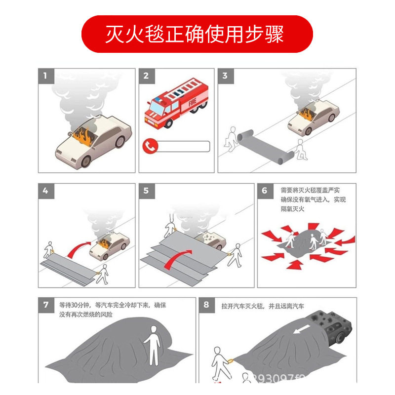 新能源汽车灭火毯玻璃纤维车用阻燃隔热灭火布灭火毯厂家供应