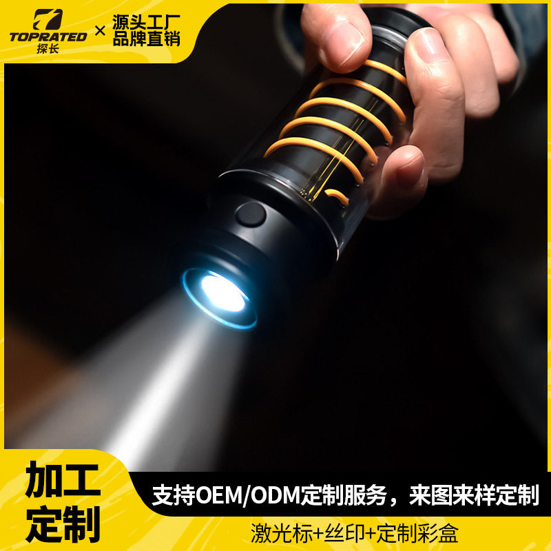 新品野营帐篷便携可拆手电筒照明复古螺旋丝可充电氛围户外露营灯