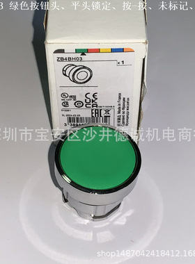 ZB4BH03 ZB4-BH03 绿色按钮头 平头锁定（按-按）?22mm、未标记