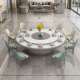 酒店电动餐桌轻奢风餐桌岩板大圆桌20人饭店旋转火锅桌自动转盘