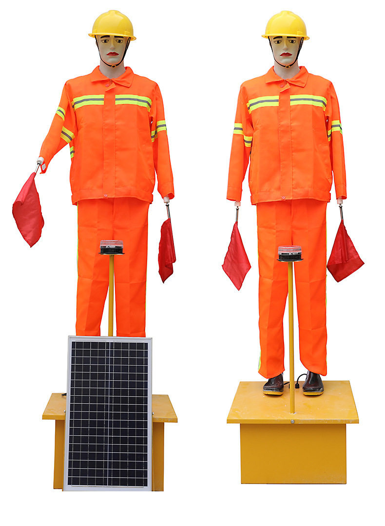 粤盾太阳能仿真交通指挥员假人道路保通机器人高速公路施工摇旗员