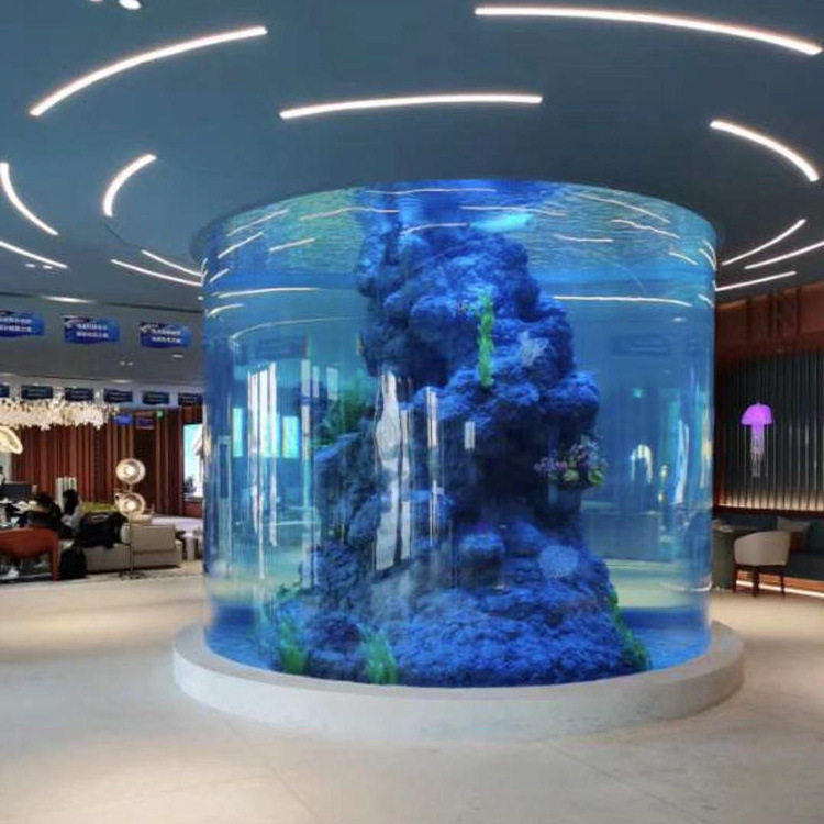 高强度鱼缸大型亚克力圆柱体海洋鱼缸大尺寸珊瑚缸海水缸海洋馆