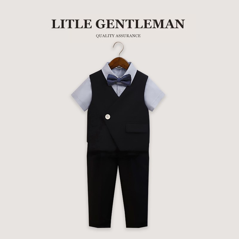 儿童礼服夏季男童西装套装英伦风男宝周岁生日主持人宴会演出西服