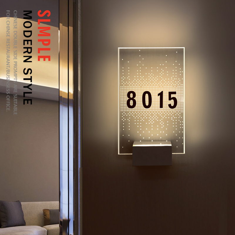 高档度假酒店发光门牌定制透明门牌免布线带灯指示牌充电LED标识