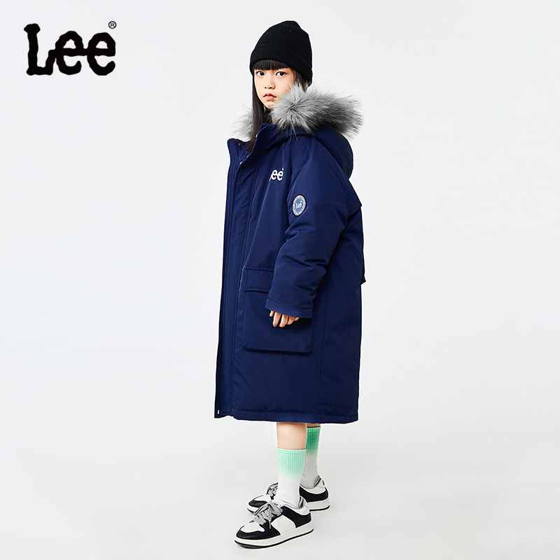 Lee Kids儿童羽绒服保暖年冬装中长款面包服男童女童轻薄羽绒外套