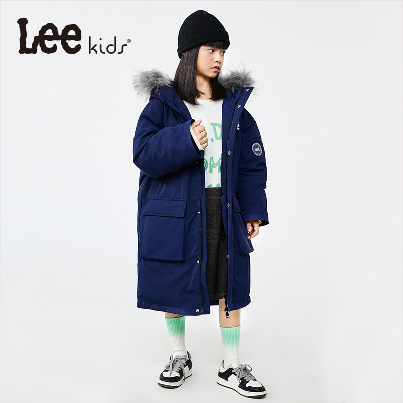 Lee Kids儿童羽绒服保暖年冬装中长款面包服男童女童轻薄羽绒外套