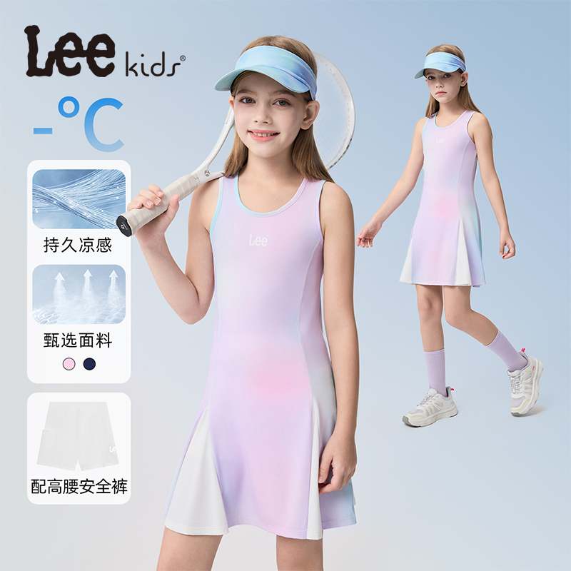 Lee Kids儿童连衣裙短裤2件套夏季女童运动裙子中大童休闲百搭