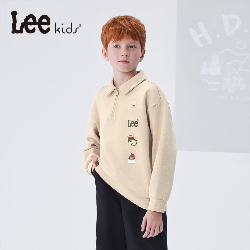 Leekids男童女童半拉链卫衣