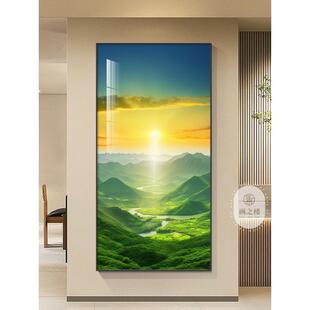 日出东方玄关装饰画青山图入户迎门墙挂画现代简约山水风景墙壁画
