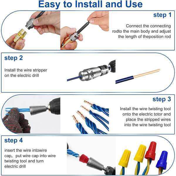图片色 材质:铝 电线剥线和扭线工具套装，电动剥线器，电钻扭线