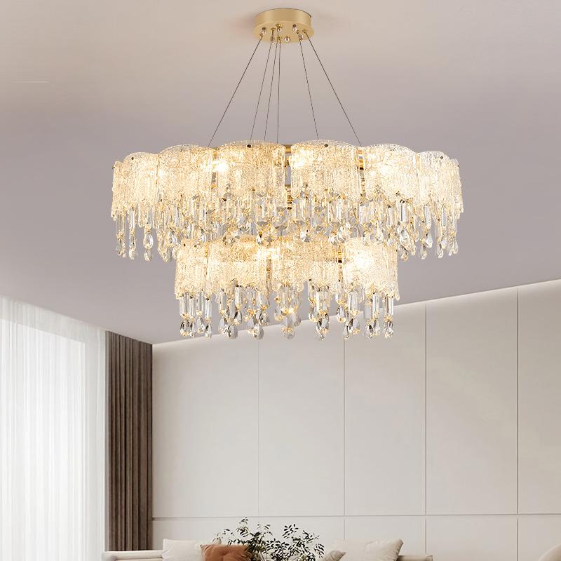 轻奢水晶客厅吊灯2025新款高级感法式餐厅灯美式流苏卧室玻璃灯具