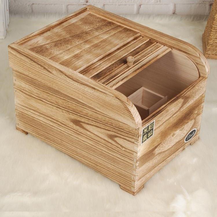 实木储米箱防虫防潮装米桶盒子5 10kg米缸面箱家用小号中国无日式
