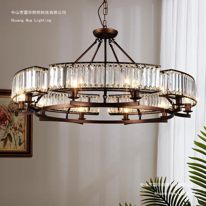 美式水晶吊灯乡村别墅大户型复古客厅主灯具现代简约轻奢卧室套餐