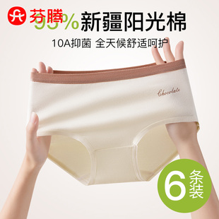 芬腾新疆阳光棉内裤 女士2025新高腰无痕 女款 纯棉10A抗菌档三角裤