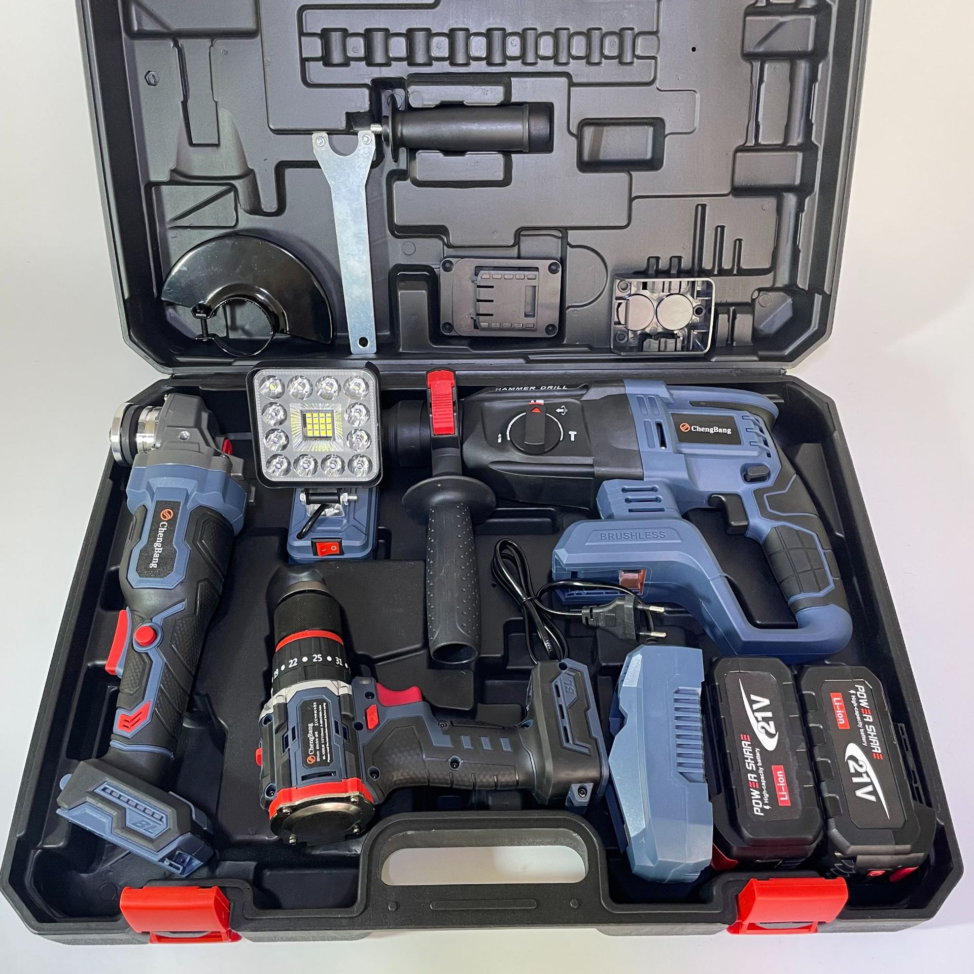 外贸锂电无刷电动工具3+1套装2409B(默认125型角磨机)