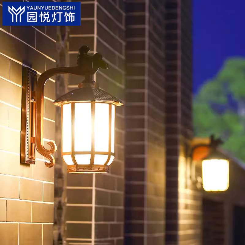 新中式户外防水壁灯复古别墅大门凉亭吊灯阳台走廊室外庭院花园灯