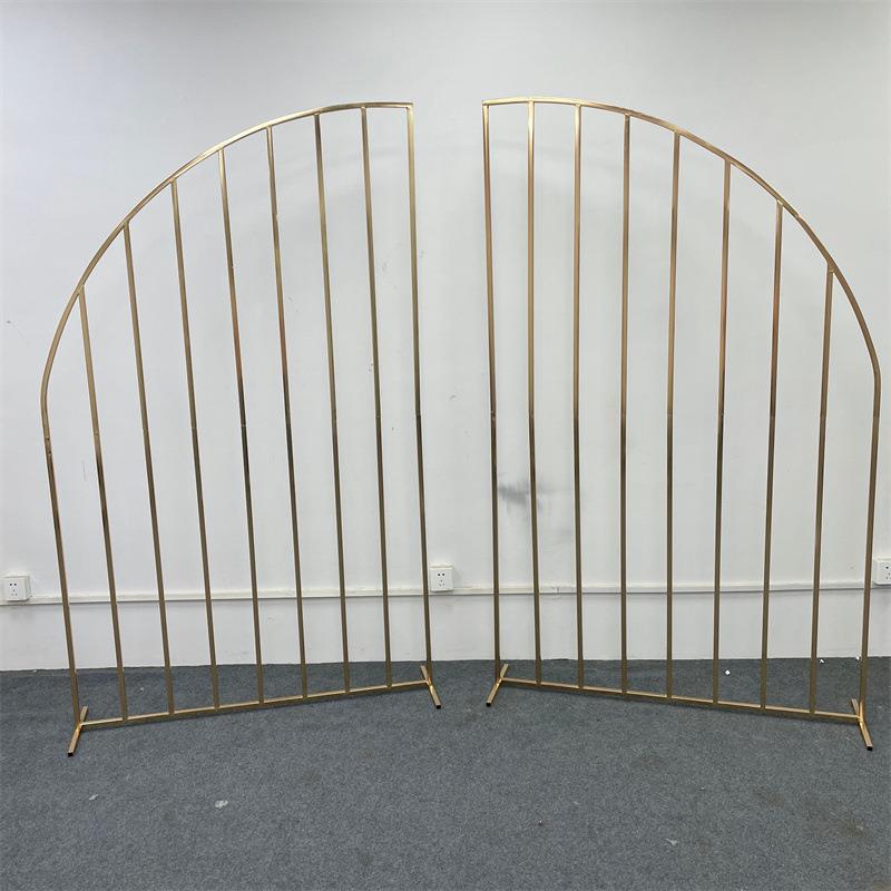 新款婚礼婚庆道具舞台背景屏风铁艺弧形线条花架拱门户外几何摆件