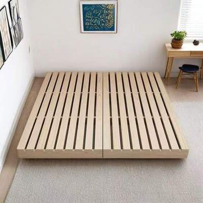 实木双人榻榻米床架防潮落地式骨架日式民宿矮床出租房木板床