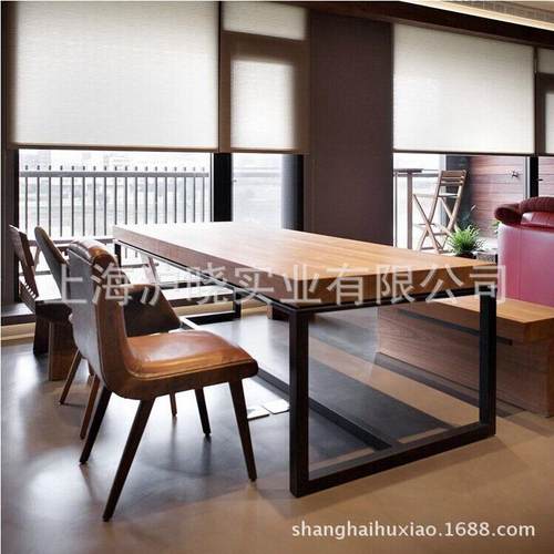 长条桌长方形会议桌商用餐桌椅组合办公桌长桌实木长桌子铁艺