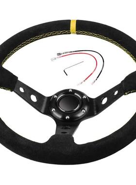14寸碳纤方向盘350MM汽车改装方向盘PVC真皮材质适用于通用车型
