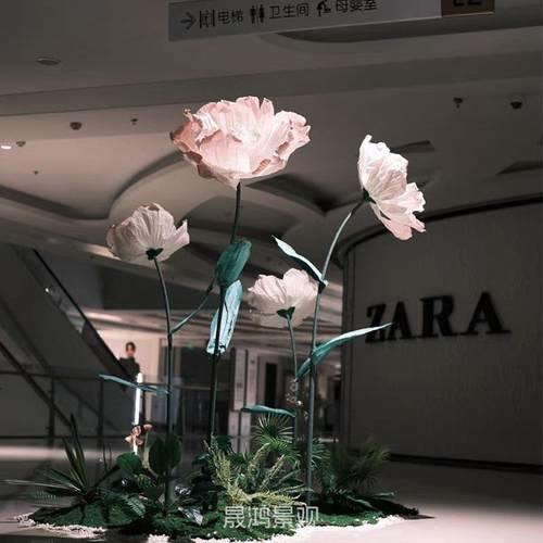 仿真绿植造景网红花卉景观商场橱窗装饰虞美人大型假花植物道具