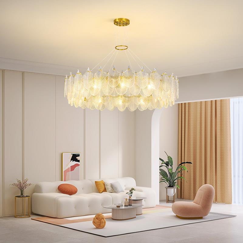 2024新款轻奢客厅吊灯羽毛水晶大厅主灯餐厅卧室灯具简约现代大气