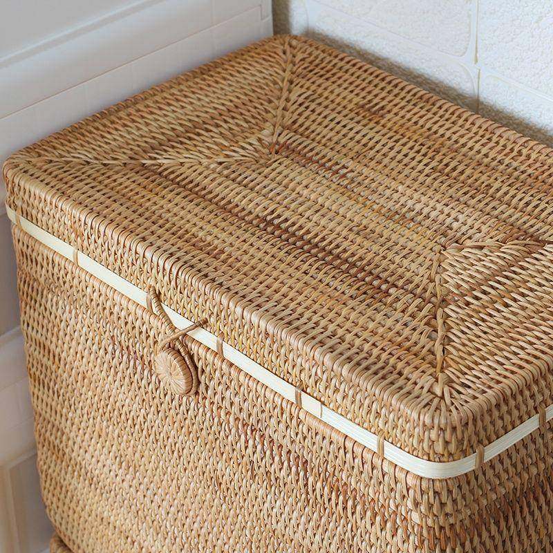 藤编收纳箱带盖子大箱子衣服书籍杂物玩具整理箱收纳框卧室